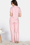 Zivame Sugar Stripes Woven Pyjama Set - Coral Blush — thumbnail 4